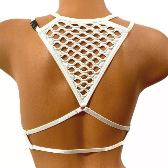 Victorias Secret sexy Seamless Mesh racerback unlined bralette bra Snow White - Picture 1 of 2